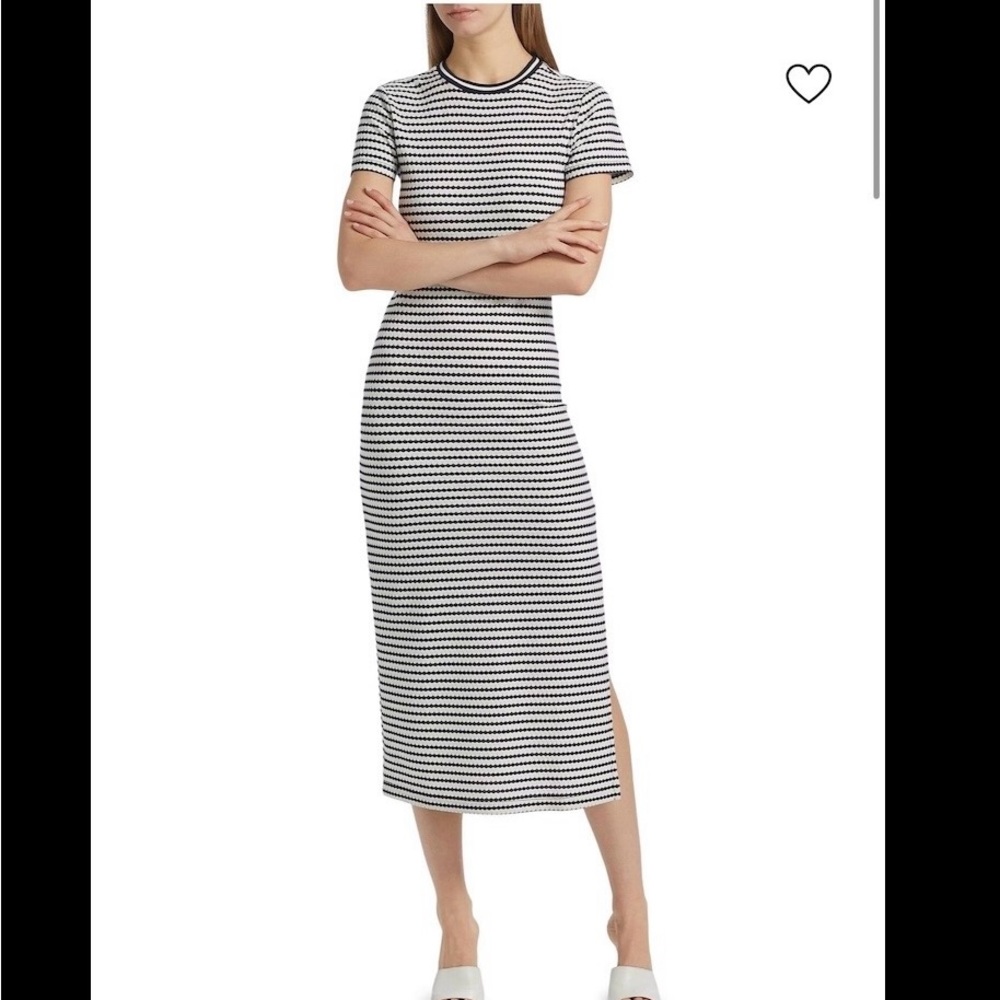 Ramy Brook Black and White Striped Midi Dress